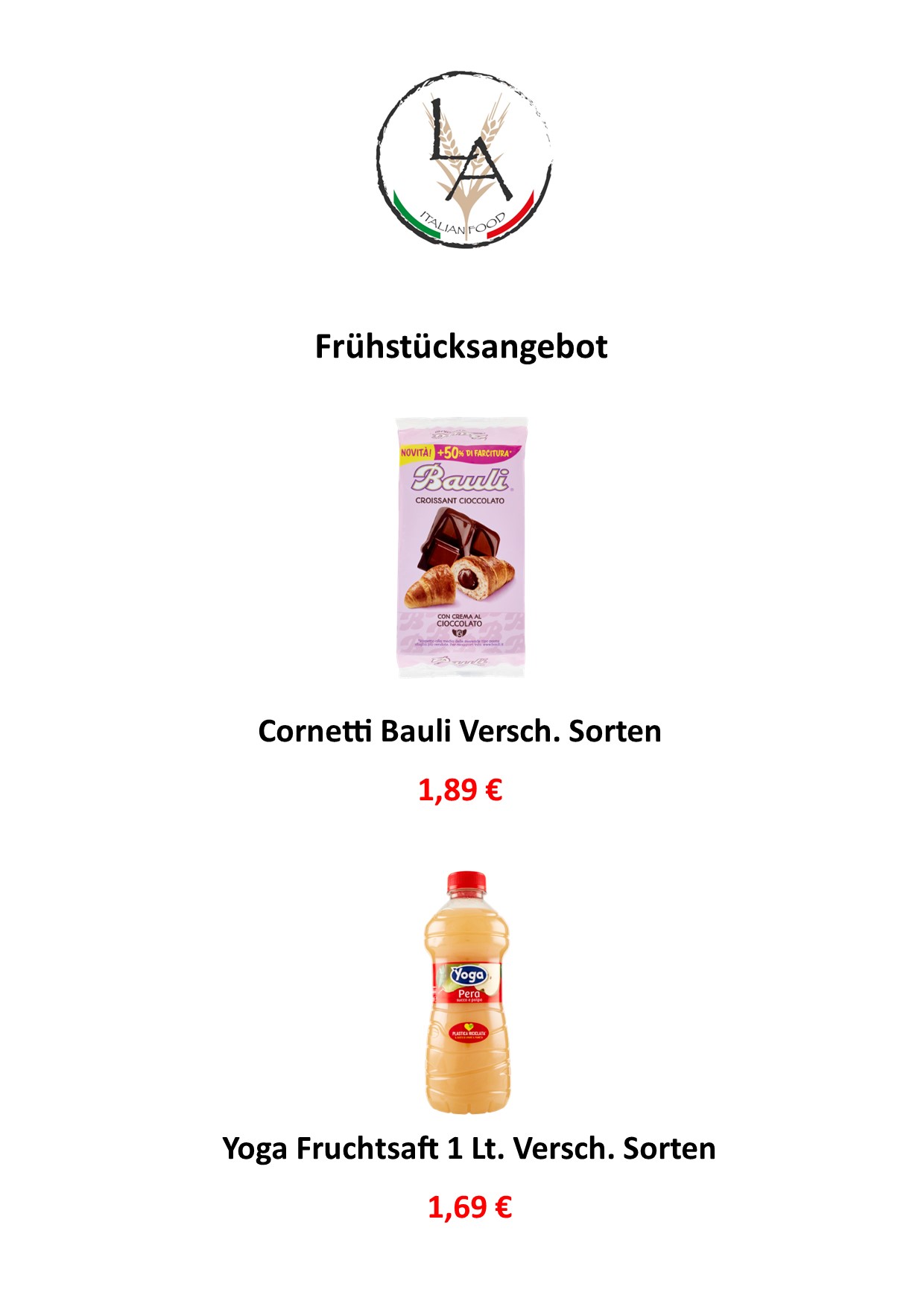 Frühstücksangebot